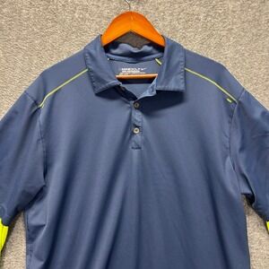 Nike Golf Tour Performance Dri Fit Polo Shirt Mens Large Blue Yellow Golf